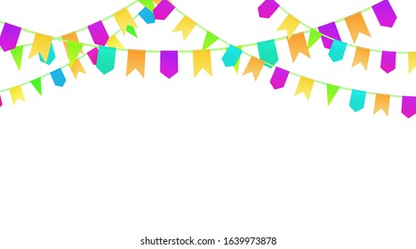 Carnival, Christmas or New Year garland  Decorative colorful party pennants for birthday celebration, festival and fair decoration. Vector Isolated illustration