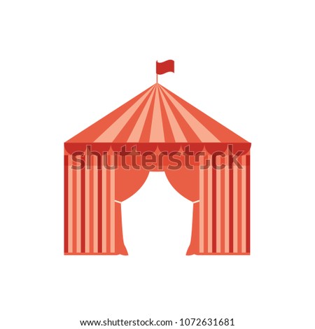 Carnival Circus Banner With Big Top/Illustration of a retro and vintage circus red poster badge, with marquee, big top, sunbeams and banner