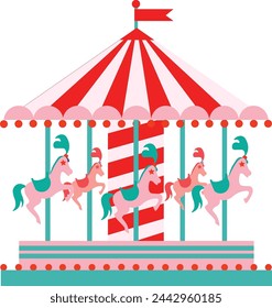 Carnival circus carousel vector illustration