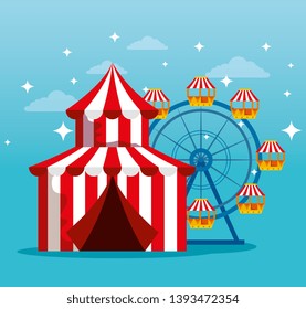 carnival circus with ferris wheel to traditional festival