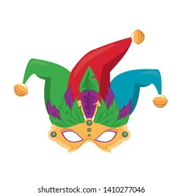Carnival circus festival party mask with feathers cartoons vector illustration graphic design