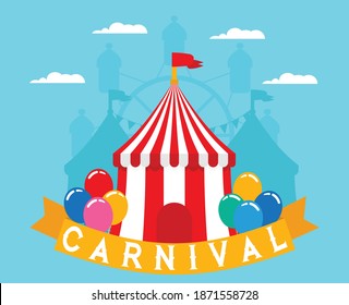 Carnival and circus in flat style