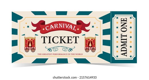 Carnival circus ticket with magic cart.