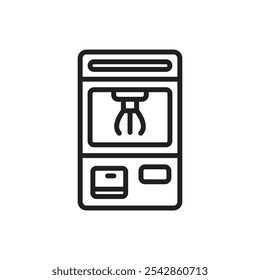 Carnival Claw Machine Outline Icon Vector Illustration