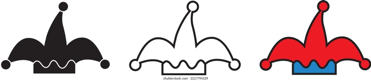 Carnival or clown or Mardi Gras hat simple silhouette icon on background