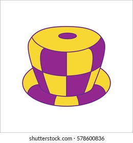 Carnival or clown or Mardi Gras hat symbol simple flat icon on background