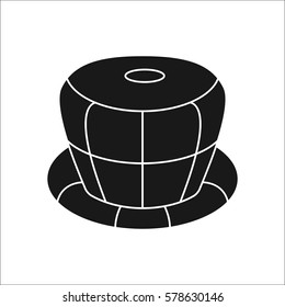 Carnival or clown or Mardi Gras hat symbol simple silhouette icon on background