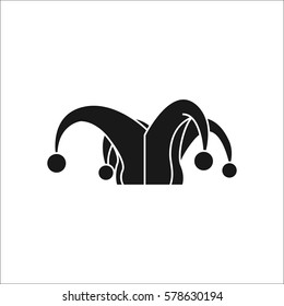 Carnival or clown or Mardi Gras hat symbol simple silhouette icon on background