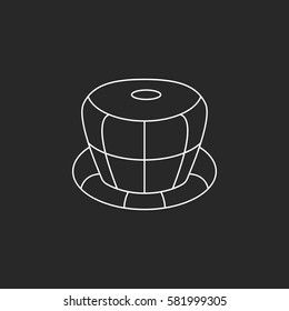 Carnival or clown or Mardi Gras hat symbol simple line icon on background