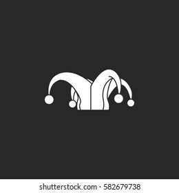 Carnival or clown or Mardi Gras hat symbol simple silhouette icon on background