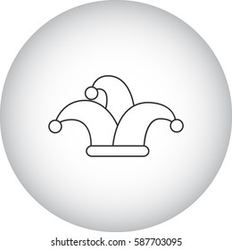 Carnival or clown or Mardi Gras hat symbol simple line icon on background