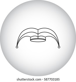 Carnival or clown or Mardi Gras hat symbol simple line icon on background