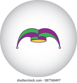 Carnival or clown or Mardi Gras hat symbol simple flat icon on background