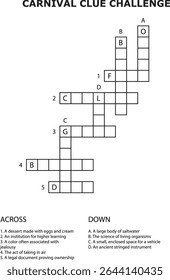 Carnival Clue Desafio Crossword Puzzle Grid Cartas Números Atividade do Jogo Planilha