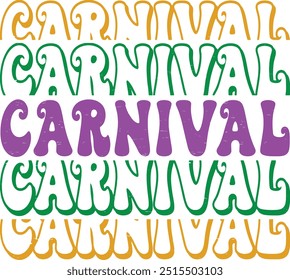 Carnaval cor groovy lettering arquivo vetorial Illustrator Artwork, Mardi Gras projetos