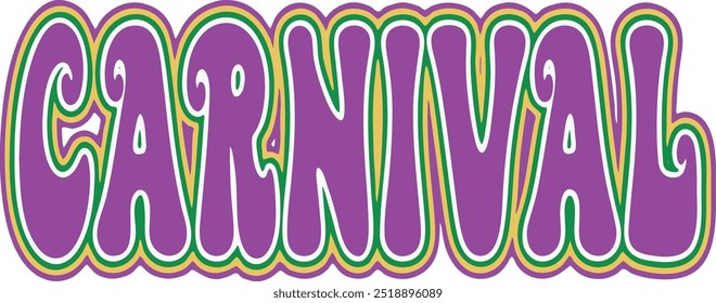 Carnaval cor groovy lettering arquivo vetorial Illustrator Artwork, Mardi Gras projetos

