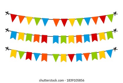 Carnival colored garlands and bunting. Festive colorful carnival illustration. Celebrate background. Vector illustration EPS 10