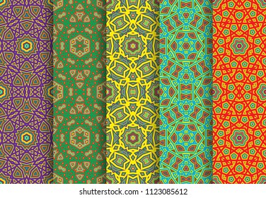 Carnival colorful seamless patterns package.