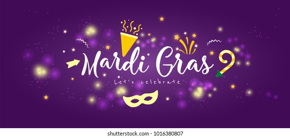 Carnival Concept Banner with on shiny background.  Fat Tuesday