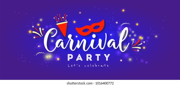 Carnival Concept Banner with on shiny background.  Fat Tuesday