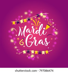 Carnival Concept Banner with on shiny background.  Fat Tuesday