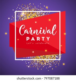 Carnival Concept Banner with on shiny background.  Fat Tuesday. 	
Popular Event Brazil Carnival