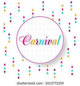 Carnival Concept Banner. Vector Flat Illustration. White Frame with Place for your Text.