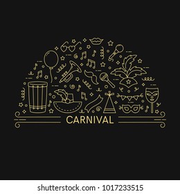 Carnival concept. Vector line style illustration.Template for flyer, banner and poster.