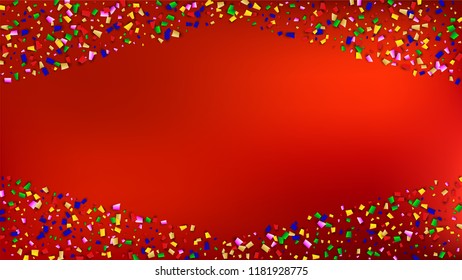 Carnival Confetti Background. 
 Many Falling Carnival Confetti for Your Design. Carnival Vector Illustration. Invitation Card, Poster, Flyer. Holiday Decoration Isolated Elements on Background.

