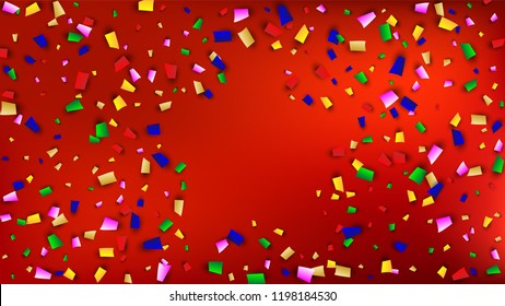 Carnival Confetti Background. 
 Many Falling Carnival Confetti for Your Design. Carnival Vector Illustration. Invitation Card, Poster, Flyer. Holiday Decoration Isolated Elements on Background.

