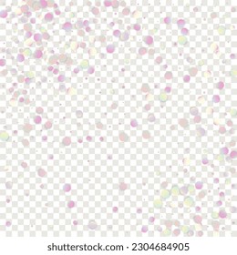 Carnival Confetti. Carnaval Party Background. Holographic Banner on Transparent Backdrop. Sylvester Design. Isolated Masquerade Border with Falling Round Dots. Rainbow Birthday Poster.