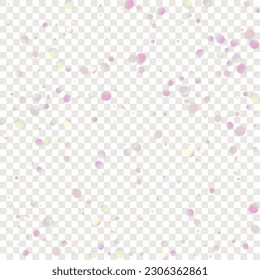 Carnival Confetti. Carnaval Party Background. Isolated Masquerade Border with Falling Round Dots. Sylvester Design. Rainbow Birthday Poster. Gradient Banner on Transparent Backdrop.