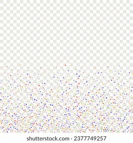 Carnival Confetti. Carnaval Party Background. Red, Blue, Green, Orange Banner on Transparent Backdrop. Isolated Masquerade Border with Falling Round Dots. Sylvester Design. Rainbow Birthday Poster.