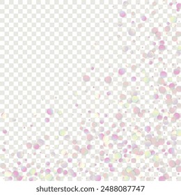 Carnival Confetti. Carnaval Party Background. Sylvester Design. Iridescent Banner on Transparent Backdrop. Isolated Masquerade Border with Falling Round Dots. Rainbow Birthday Poster.