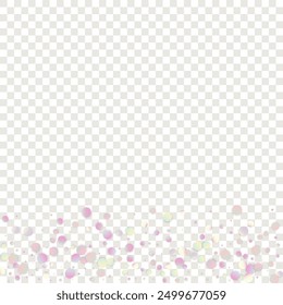 Carnival Confetti. Carnaval Party Background. Sylvester Design. Rainbow Birthday Poster. Isolated Masquerade Border with Falling Round Dots. Hologram Banner on Transparent Backdrop.