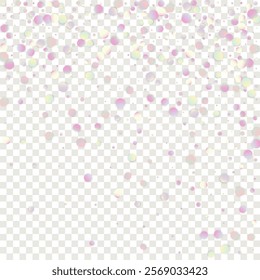 Carnival Confetti. Carnaval Party Background. Neon Banner on Transparent Backdrop. Rainbow Birthday Poster. Isolated Masquerade Border with Falling Round Dots. Sylvester Design.