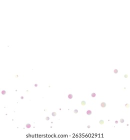 Carnival Confetti. Carnaval Party Background. Sylvester Design. Rainbow Birthday Poster. Isolated Masquerade Border with Falling Round Dots. Iridescent Banner on White Backdrop.