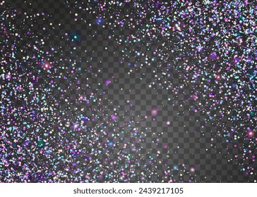 Carnival Confetti. Disco Colourful Template. Falling Ribbon. Cristal Dust. Carnaval Glitter. Purple 3d Background. Laser Texture. Rainbow Paper. Blue Carnival Confetti