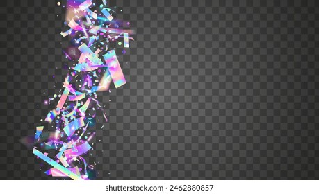 Carnival Confetti. Disco Pattern. Festive Sparkle. Party Burst. Modern Design. Blue 3d Background. Light Colourful Cristals. Digital Banner. Pink Carnival Confetti