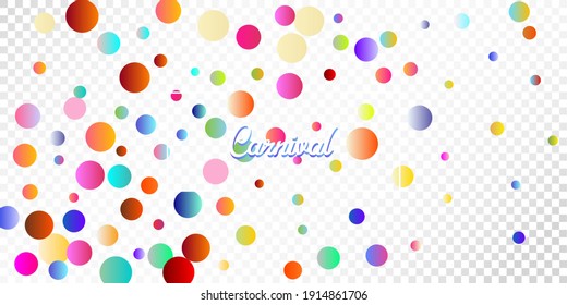 Carnival Confetti Explosion Vector Background. Colorful Circles, Bubbles, Sparkle Decoration. Birthday, New Year, Christmas Party Confetti Rain Shower. Falling Color Tinsel, Fiesta Celebration Design.