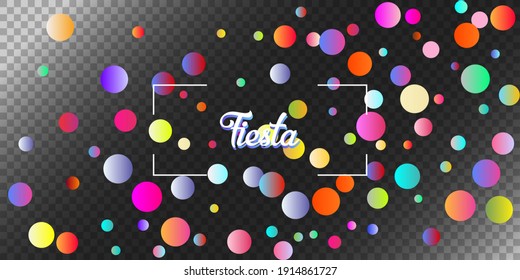 Carnival Confetti Explosion Vector Background. Birthday, New Year, Christmas Party Confetti Rain Shower. Colorful Circles, Bubbles, Shine Decoration. Falling Color Tinsel, Fiesta Celebration Design.