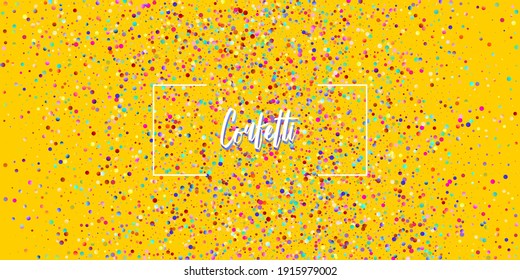 Carnival Confetti Explosion Vector Background. Colorful Circles, Bubbles, Sparkle Decoration. Birthday, New Year, Christmas Party Confetti Rain Shower. Falling Color Tinsel, Fiesta Celebration Design.