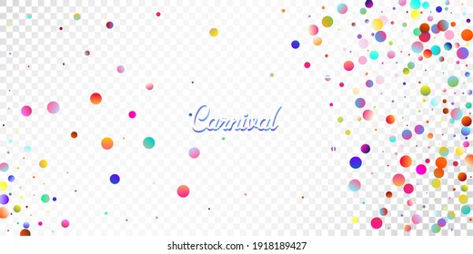 Carnival Confetti Explosion Vector Background. Birthday, New Year, Christmas Party Confetti Rain Shower. Colorful Circles, Bubbles, Bokeh Decoration. Falling Color Tinsel, Fiesta Celebration Design.