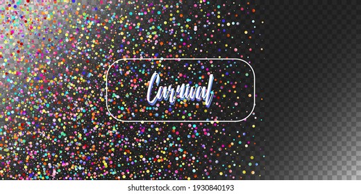 Carnival Confetti Explosion Vector Background. Colorful Circles, Bubbles, Shine Decoration. Falling Color Tinsel, Fiesta Celebration Design. Birthday, New Year, Christmas Party Confetti Rain Shower.