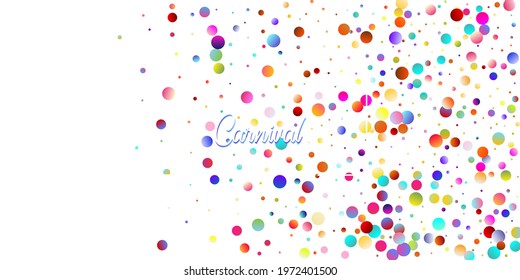 Carnival Confetti Explosion Vector Background. Birthday, New Year, Christmas Party Confetti Rain Shower. Falling Color Tinsel, Fiesta Celebration Design. Colorful Circles, Bubbles, Sparkle Decoration.