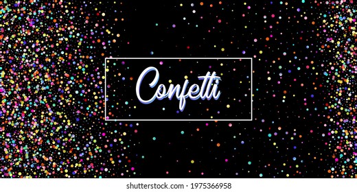 Carnival Confetti Explosion Vector Background. Falling Color Tinsel, Fiesta Celebration Design. Birthday, New Year, Christmas Party Confetti Rain Shower. Colorful Circles, Bubbles, Bokeh Decoration.