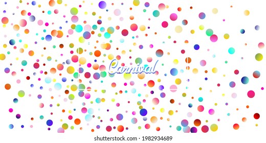 Carnival Confetti Explosion Vector Background. Birthday, New Year, Christmas Party Confetti Rain Shower. Falling Color Tinsel, Fiesta Celebration Design. Colorful Circles, Bubbles, Bokeh Decoration.