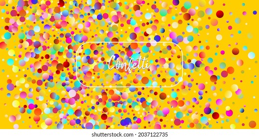 Carnival Confetti Explosion Vector Background. Falling Color Tinsel, Fiesta Celebration Design. Colorful Circles, Bubbles, Sparkle Decoration. Birthday, New Year, Christmas Party Confetti Rain Shower.