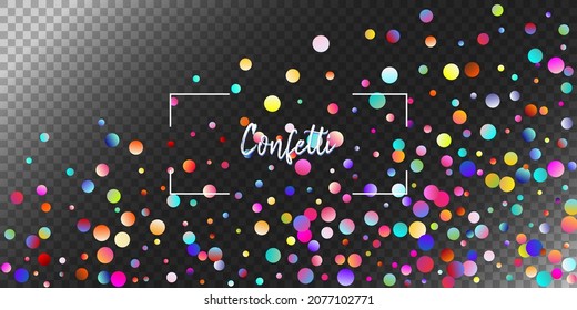 Carnival Confetti Explosion Vector Background. Birthday, New Year, Christmas Party Confetti Rain Shower. Falling Color Tinsel, Fiesta Celebration Design. Colorful Circles, Bubbles, Sparkle Decoration.