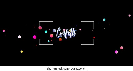 Carnival Confetti Explosion Vector Background. Falling Color Tinsel, Fiesta Celebration Design. Birthday, New Year, Christmas Party Confetti Rain Shower. Colorful Circles, Bubbles, Glitter Decoration.